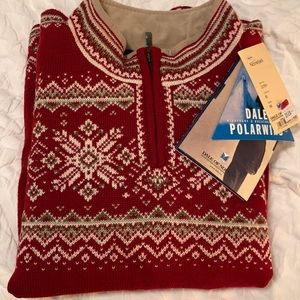 DALE OF NORWAY Norefjell Polarwind Wool Ski Sweater Mens M Lined 1/4 Zip NWT